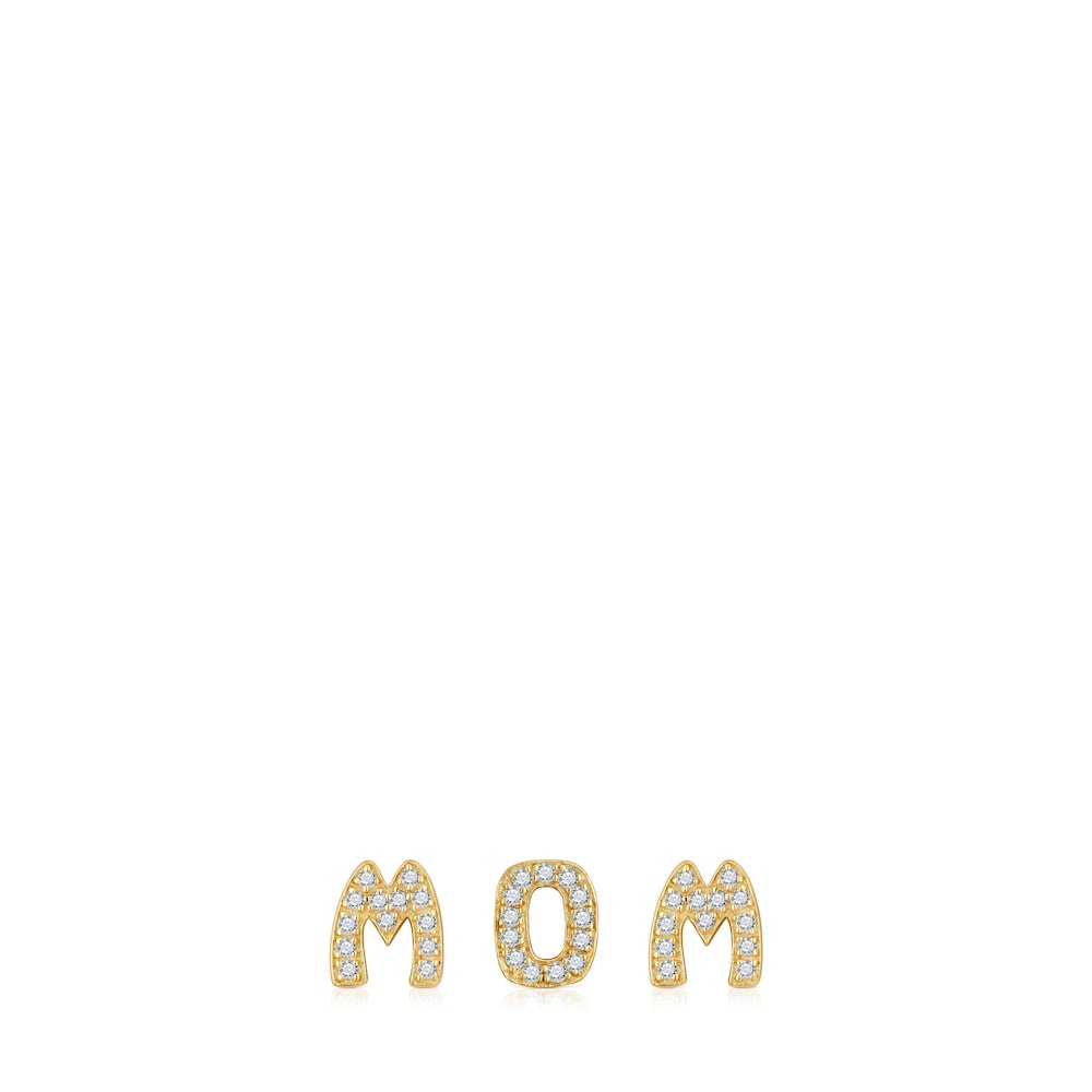 18kt gold plating over silver pack of Charms with diamonds TOUS Mom