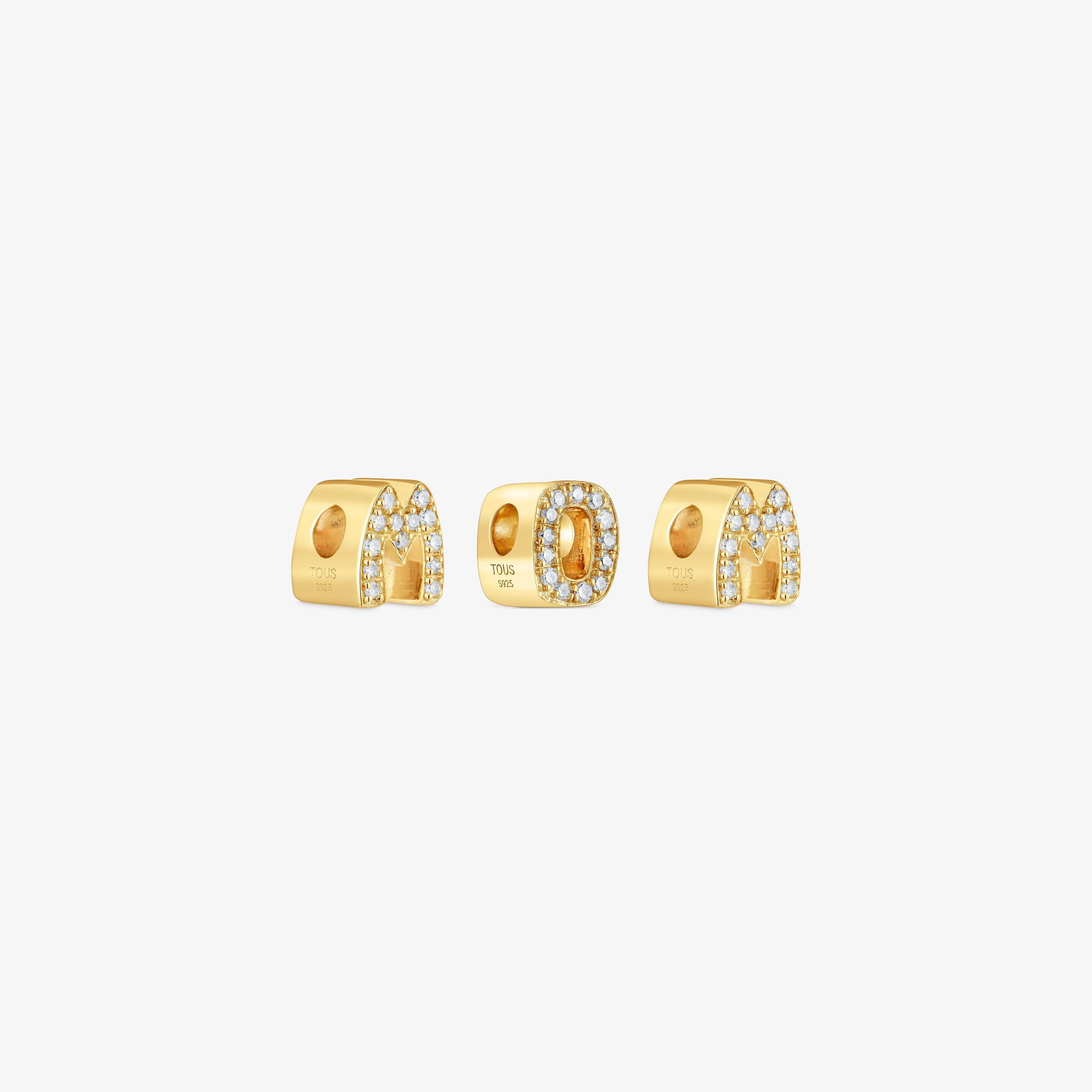 18K gold vermeil pack of Charms with diamonds TOUS Mom
