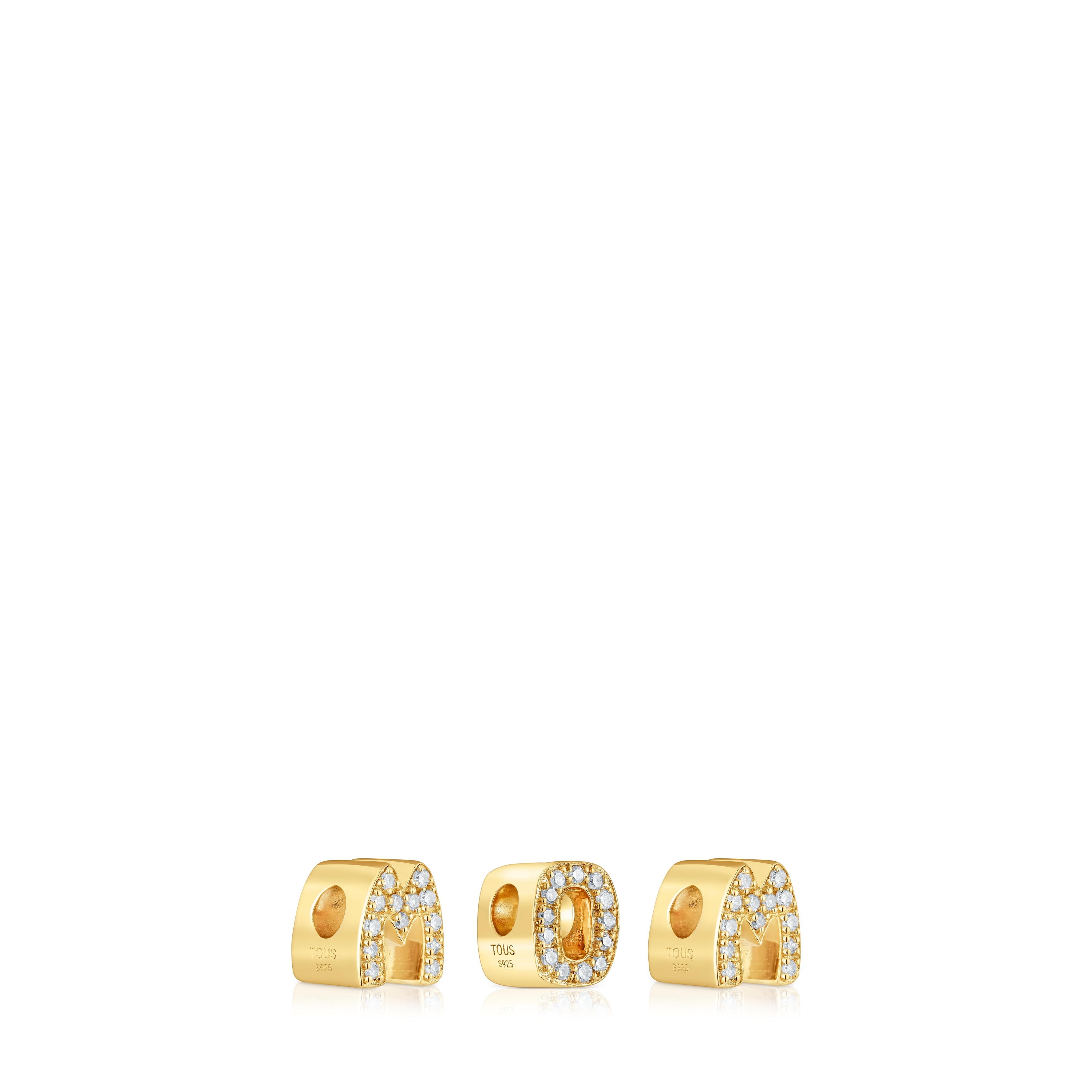 18kt gold plating over silver pack of Charms with diamonds TOUS Mom