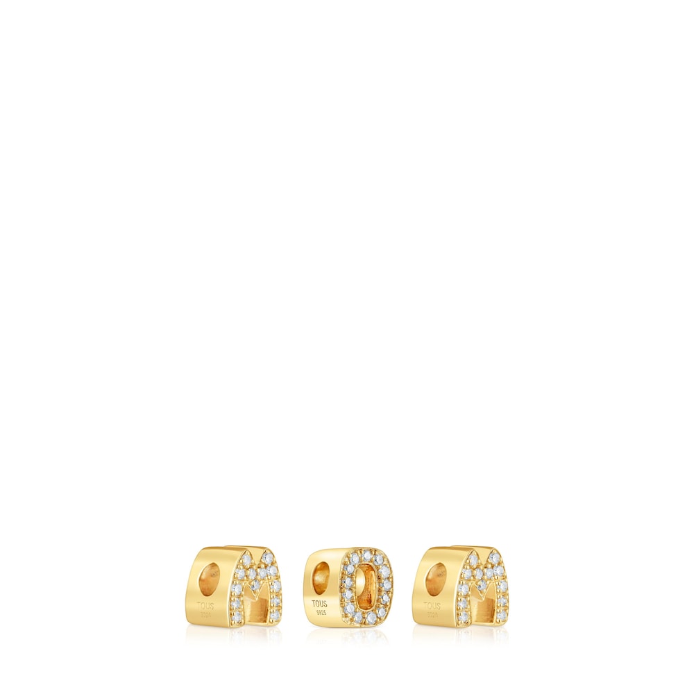 Pack charms TOUS Mom con baño de oro 18 kt sobre plata y diamantes image number 1