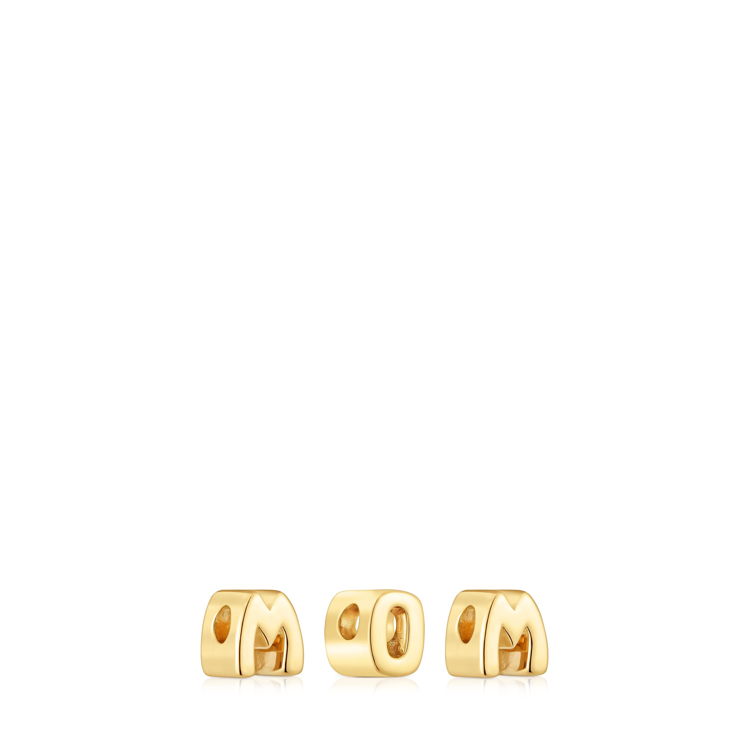 18kt gold plating over silver pack of Charms with diamonds TOUS Mom