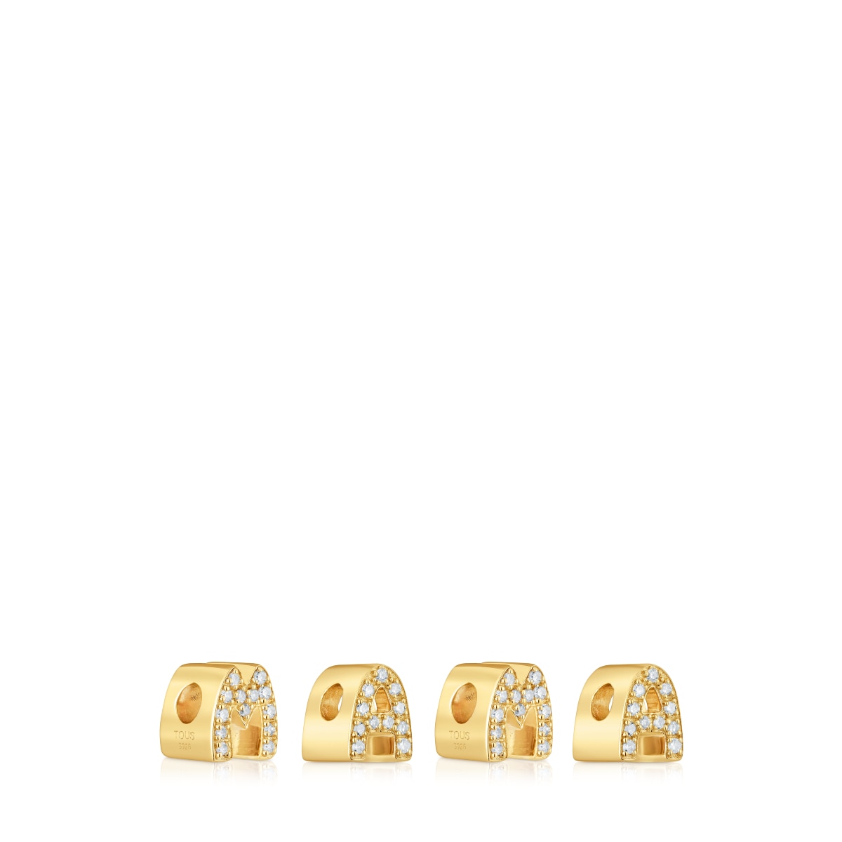 18kt gold plating over silver pack of Charms with diamonds TOUS Mama