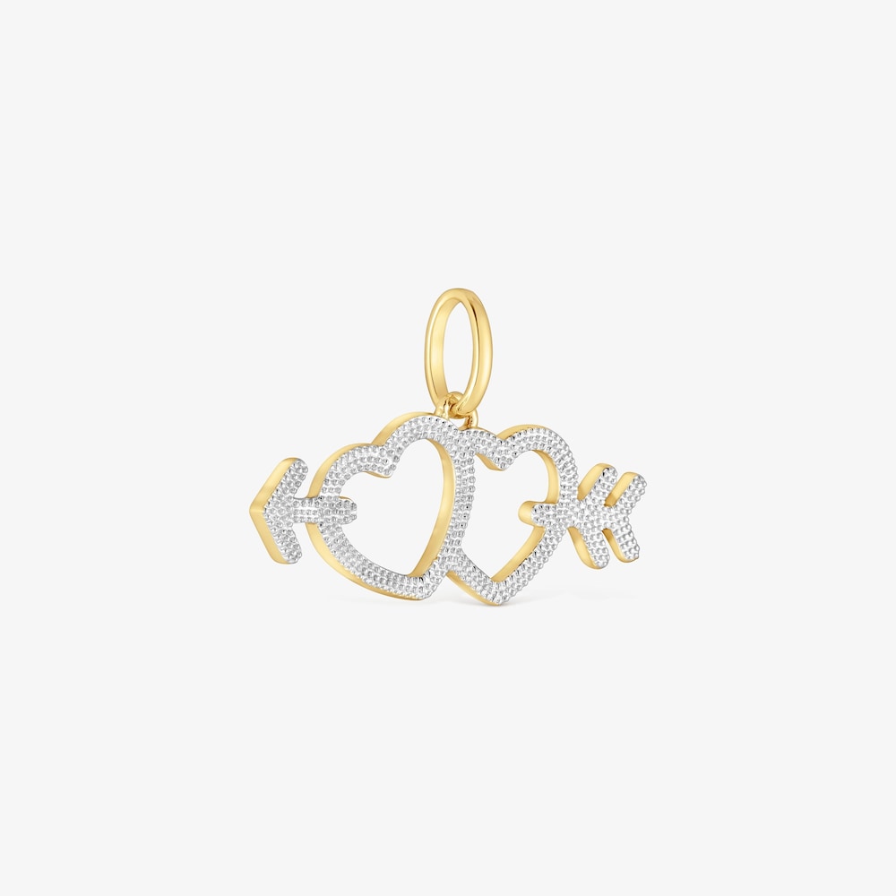 Pr&iacute;vesok s&nbsp;18&nbsp;kt pozl&aacute;ten&iacute;m na striebre a&nbsp;perleťov&yacute;mi mot&iacute;vmi srdca so &scaron;&iacute;pom Medallions