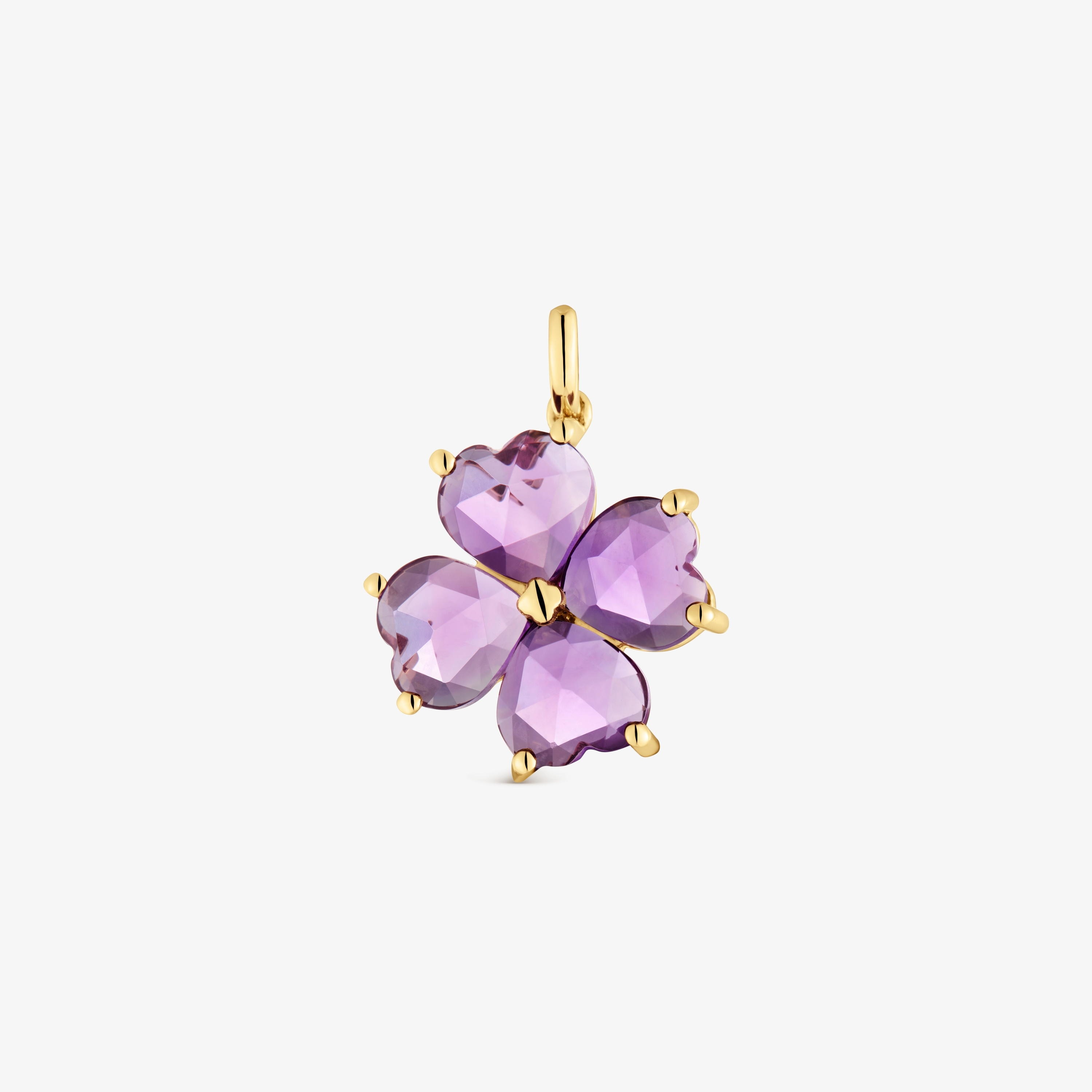 18K solid gold Pendant with amethyst Daisy