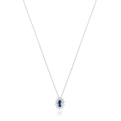 Colar em ouro branco com diamantes e safiras Tous Sweet Sapphire
