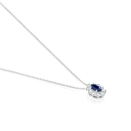 Colar em ouro branco com diamantes e safiras Tous Sweet Sapphire