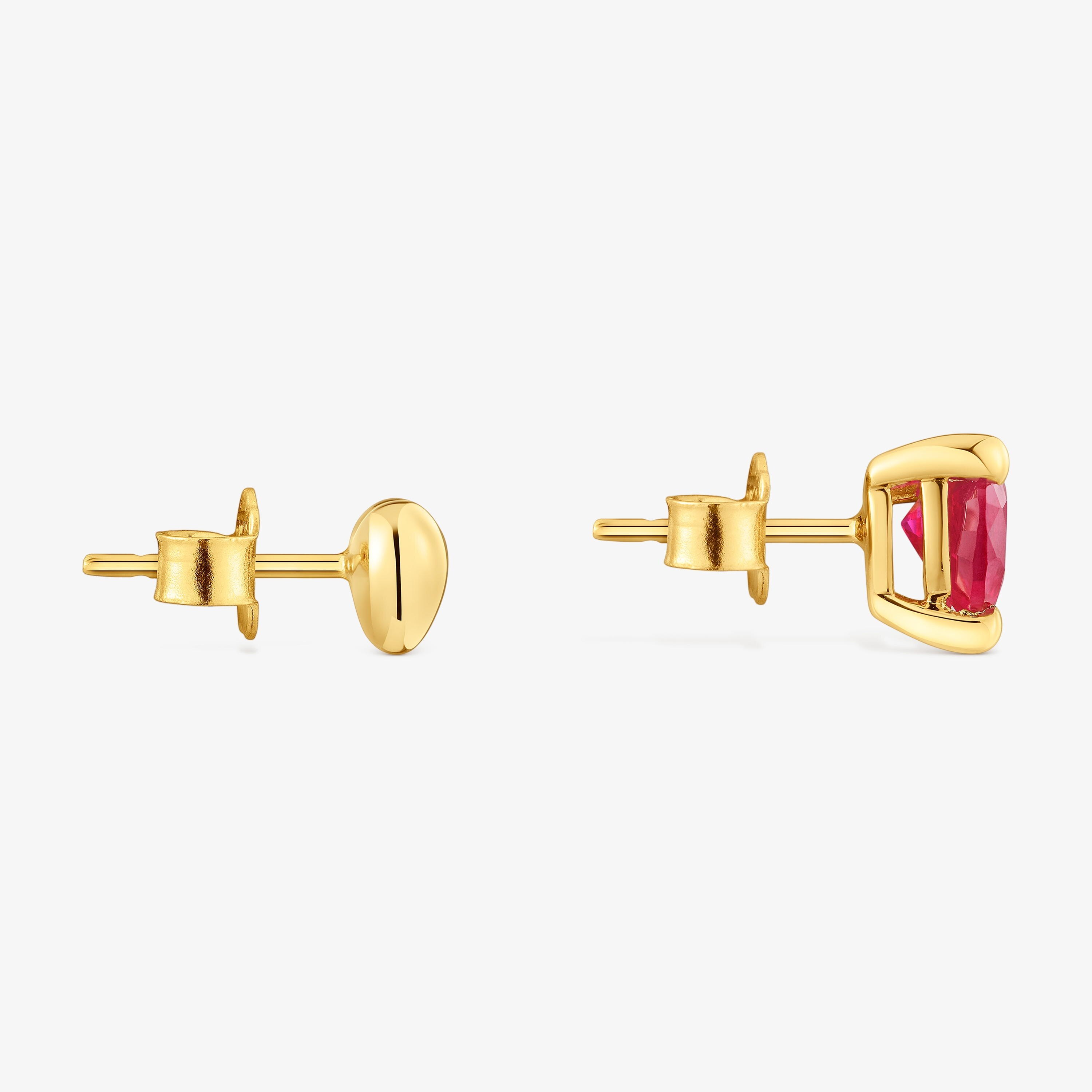 18K gold vermeil Earrings with lab-grown ruby Garden of Love LGG