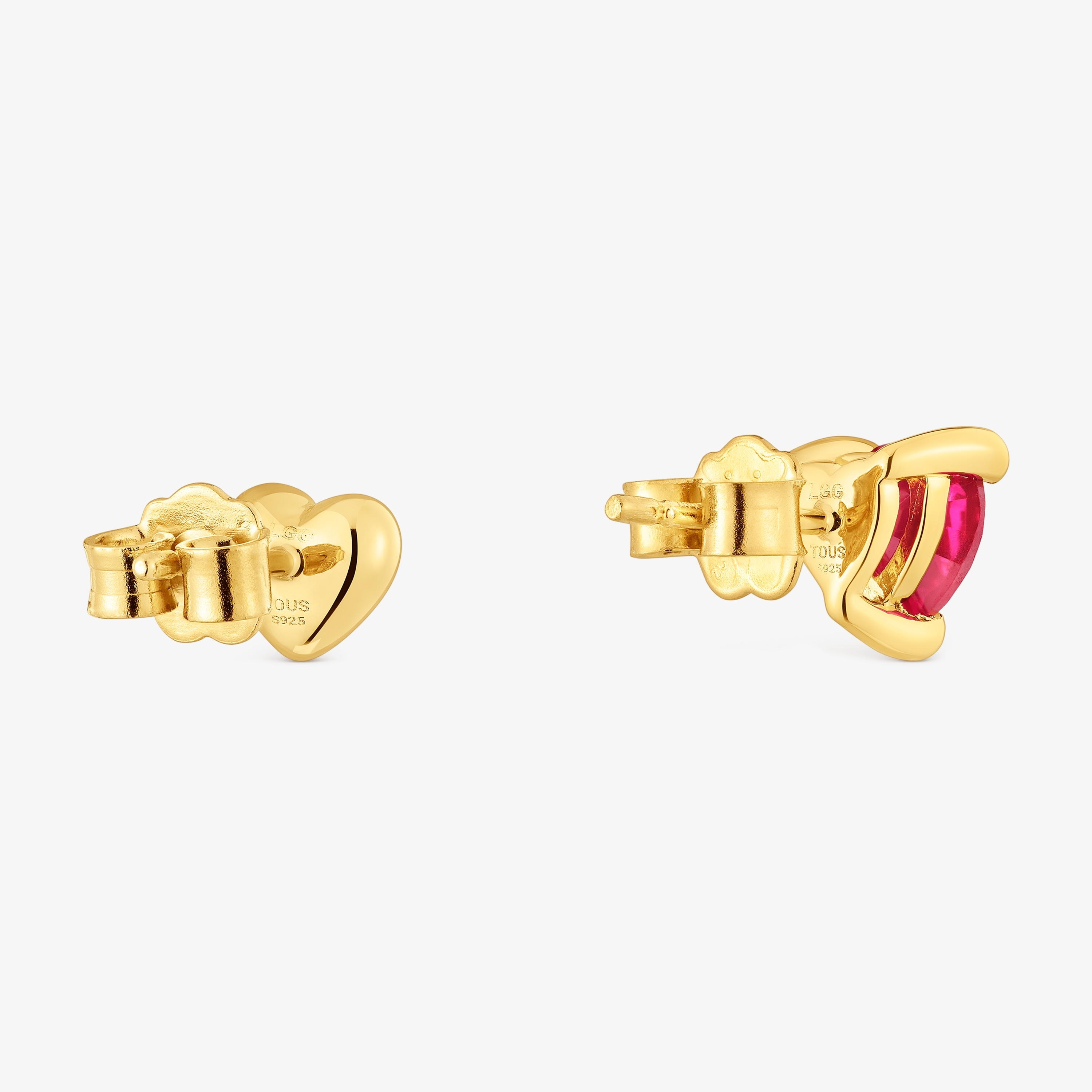 18K gold vermeil Earrings with lab-grown ruby Garden of Love LGG