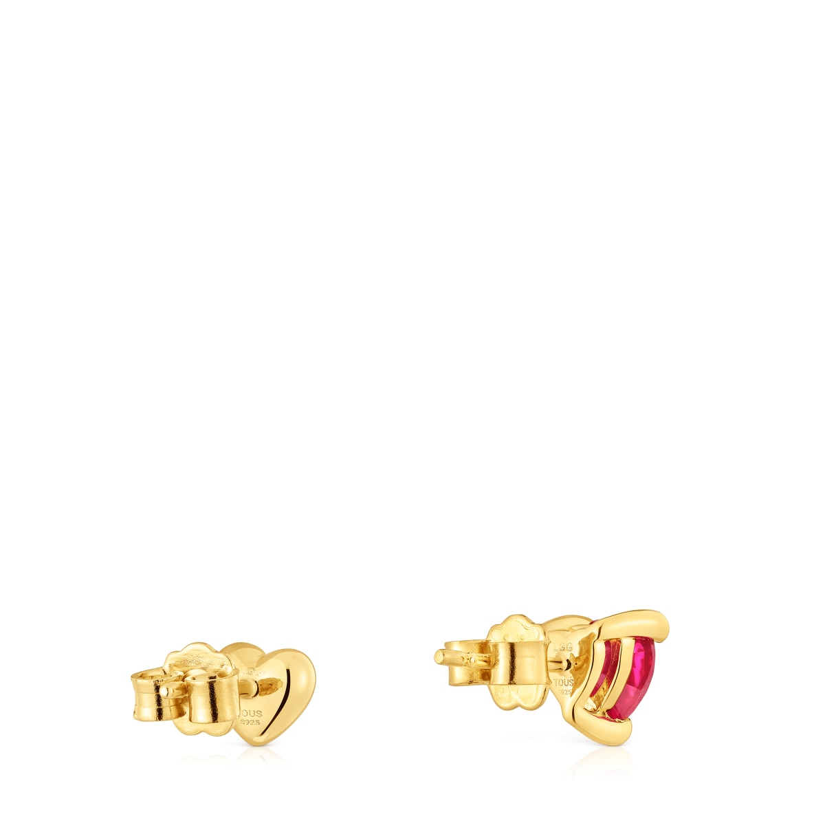 Pendientes con baño de oro 18 kt sobre plata y rubí creado en laboratorio Garden Of Love LGG