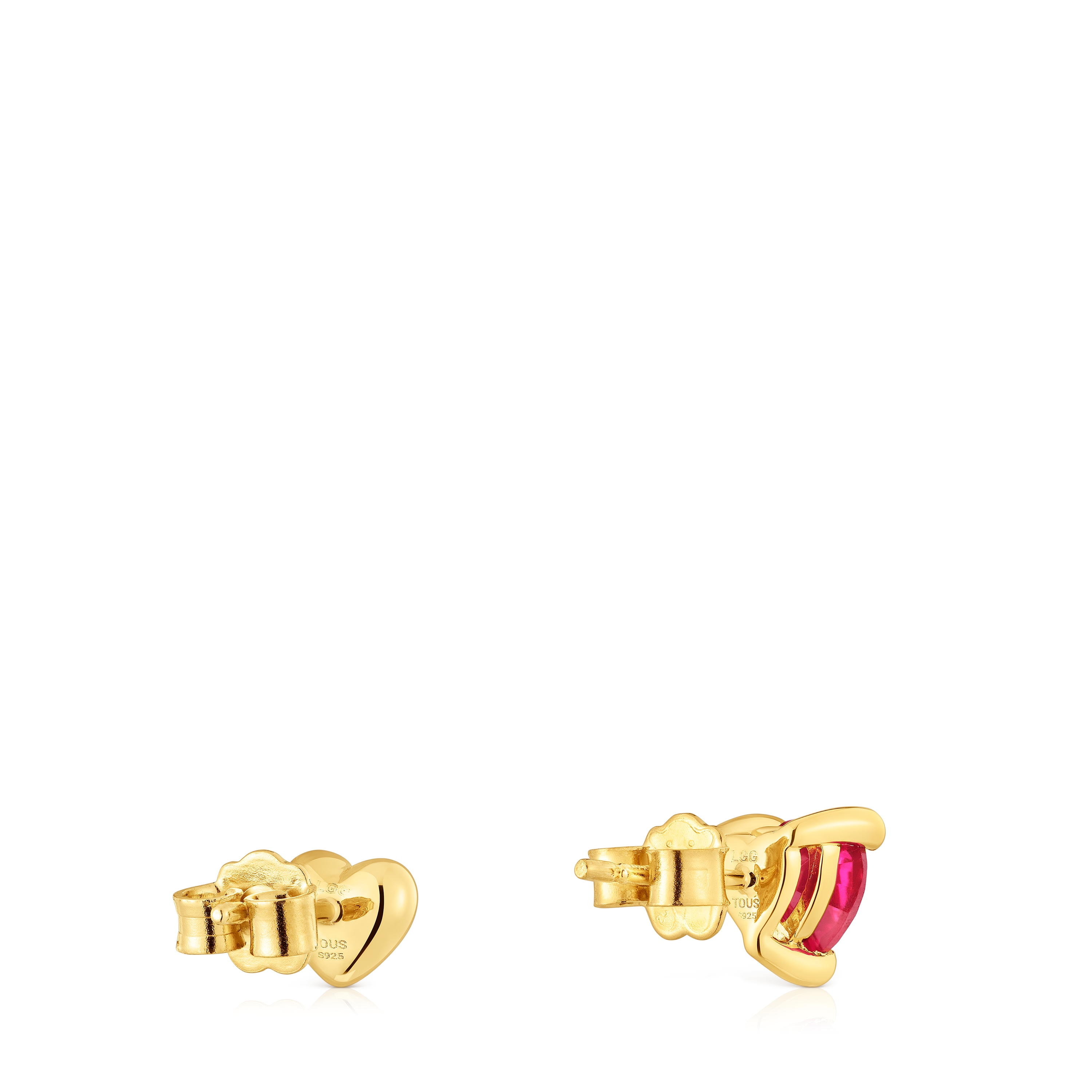 18kt gold plating over silver Earrings with lab-grown ruby Garden of Love LGG