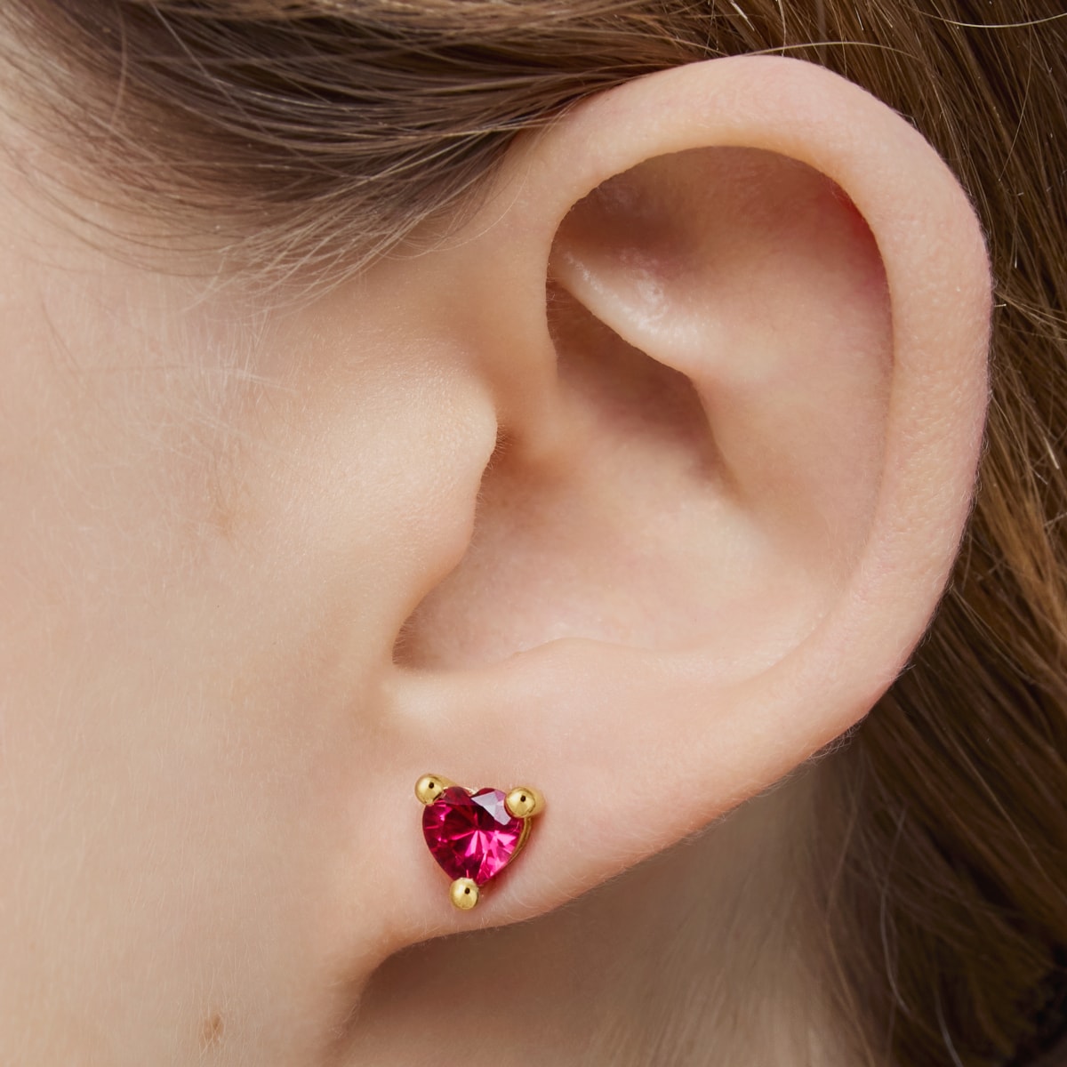 Pendientes con baño de oro 18 kt sobre plata y rubí creado en laboratorio Garden Of Love LGG