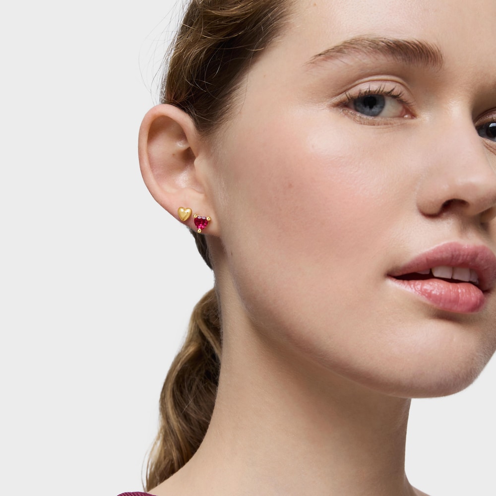 18kt gold plating over silver Earrings with lab-grown ruby Garden of Love LGG