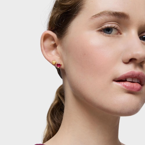 18kt gold plating over silver Earrings with lab-grown ruby Garden of Love LGG