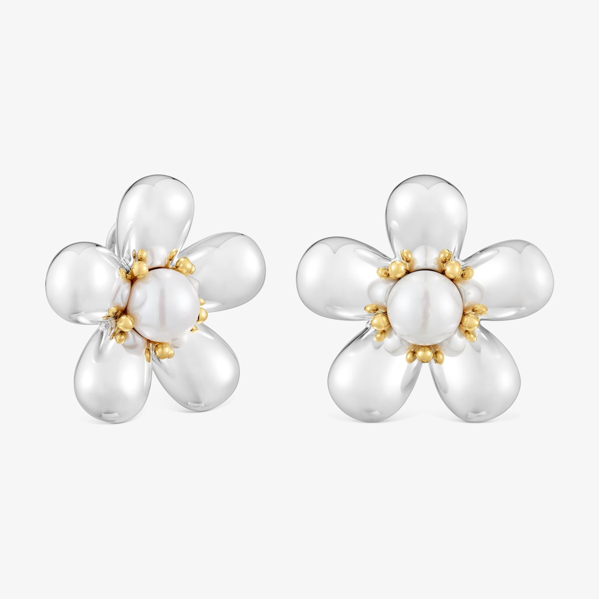 Tous - Pendientes Flor Bicolor Y Perlas Cultivadas 36 Mm Daisy - Blanco