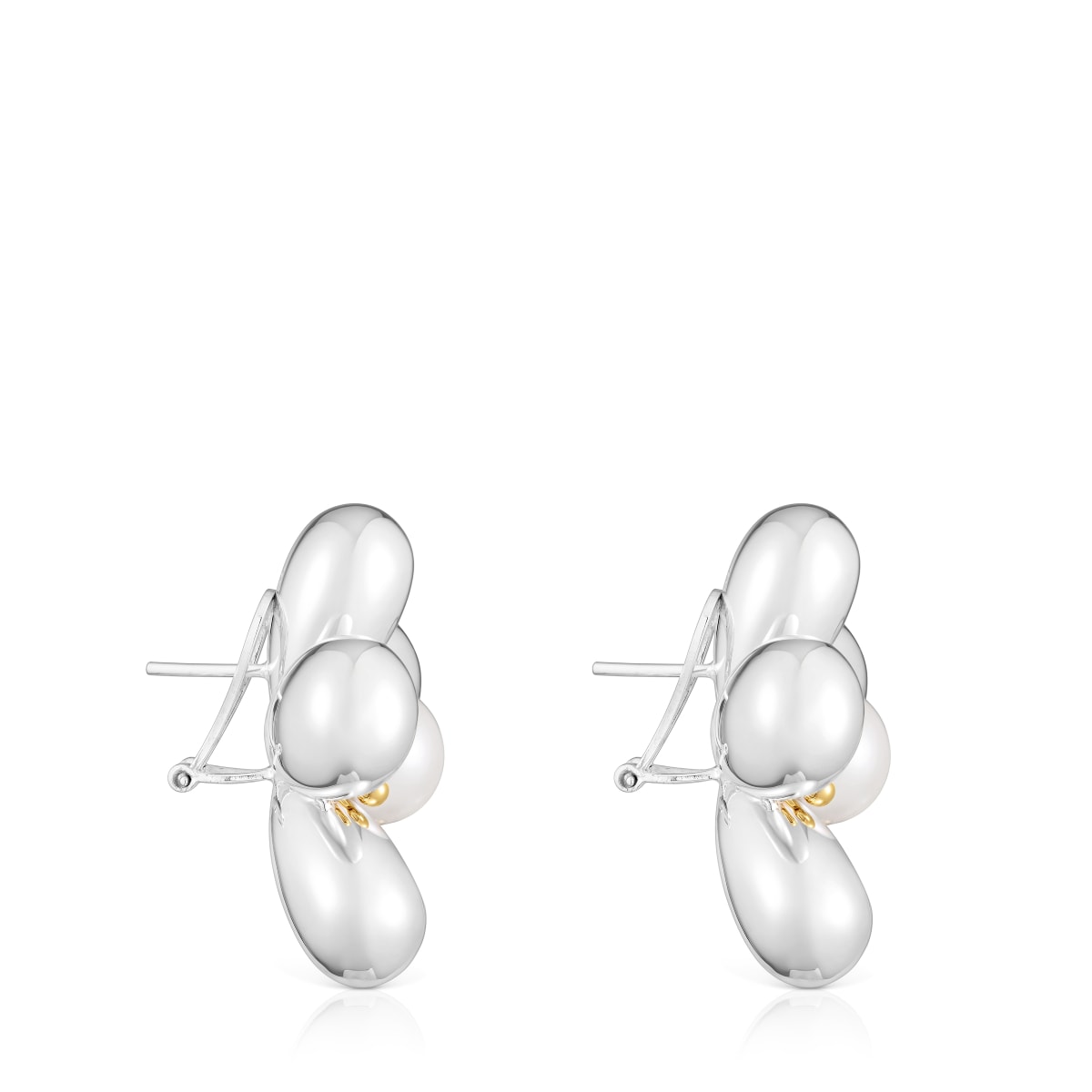 Two-tone flower Earrings with 36 mm cultured pearls Daisy