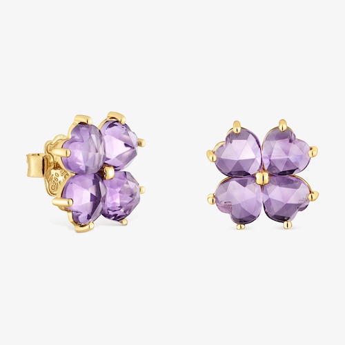 Pendientes de oro 18K y amatista Daisy