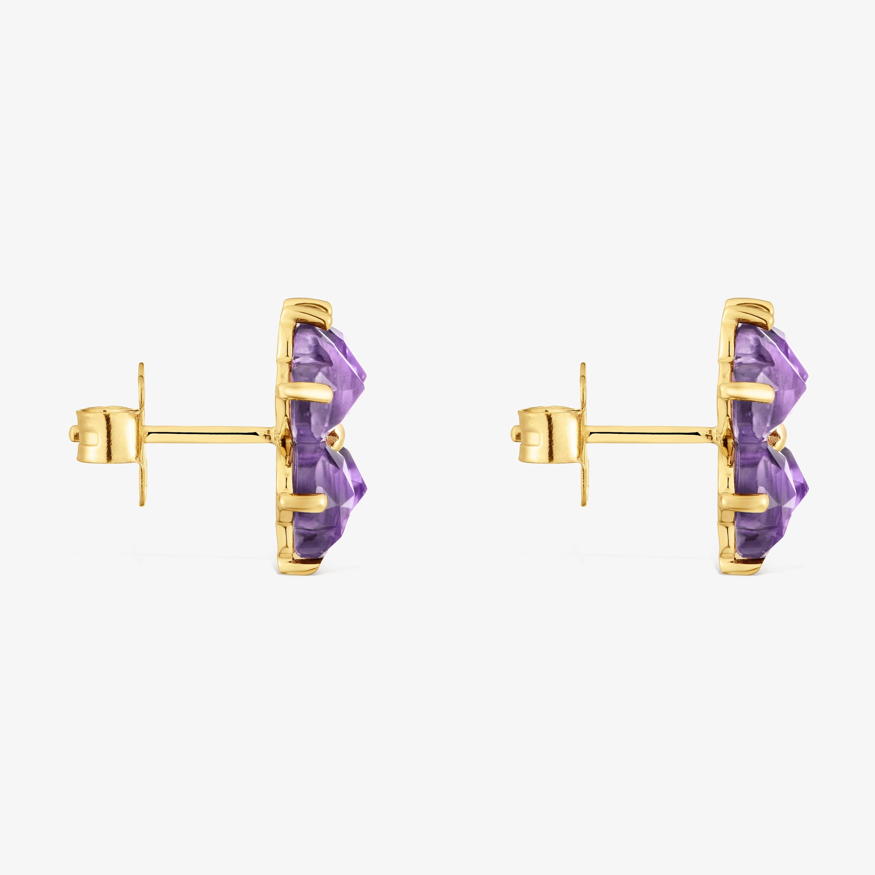 18K solid gold Earrings with amethyst Daisy