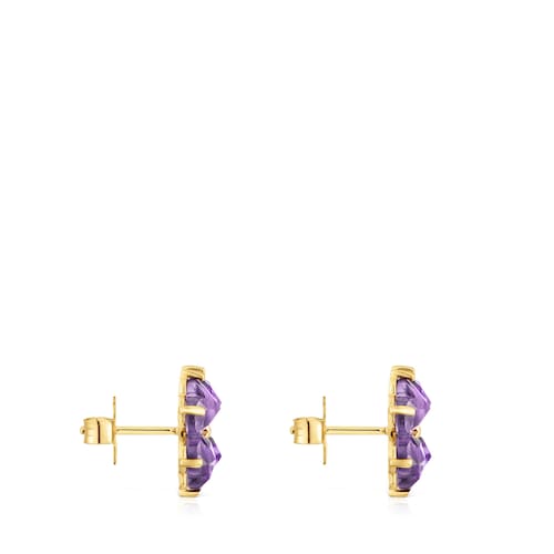 Gold Earrings with amethyst Daisy