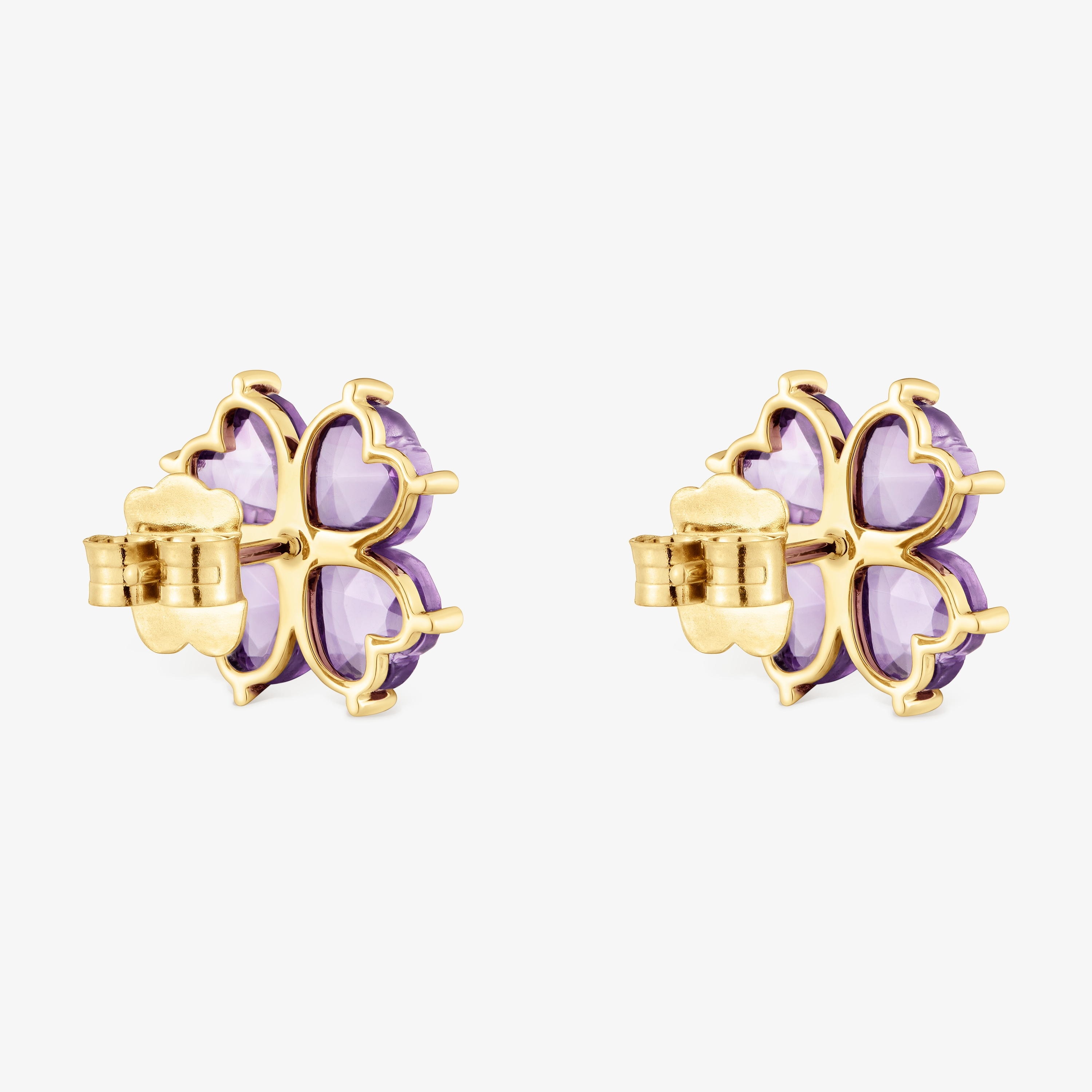 18K solid gold Earrings with amethyst Daisy
