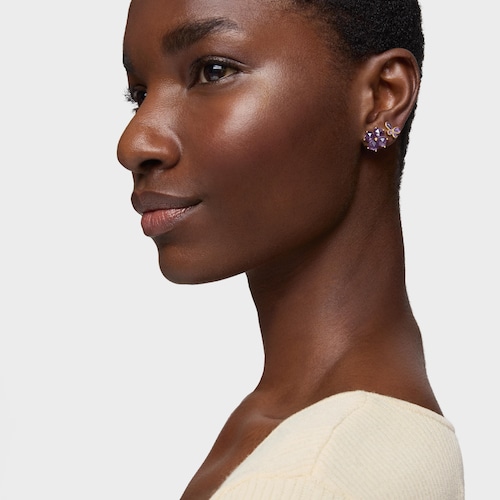 Gold Earrings with amethyst Daisy
