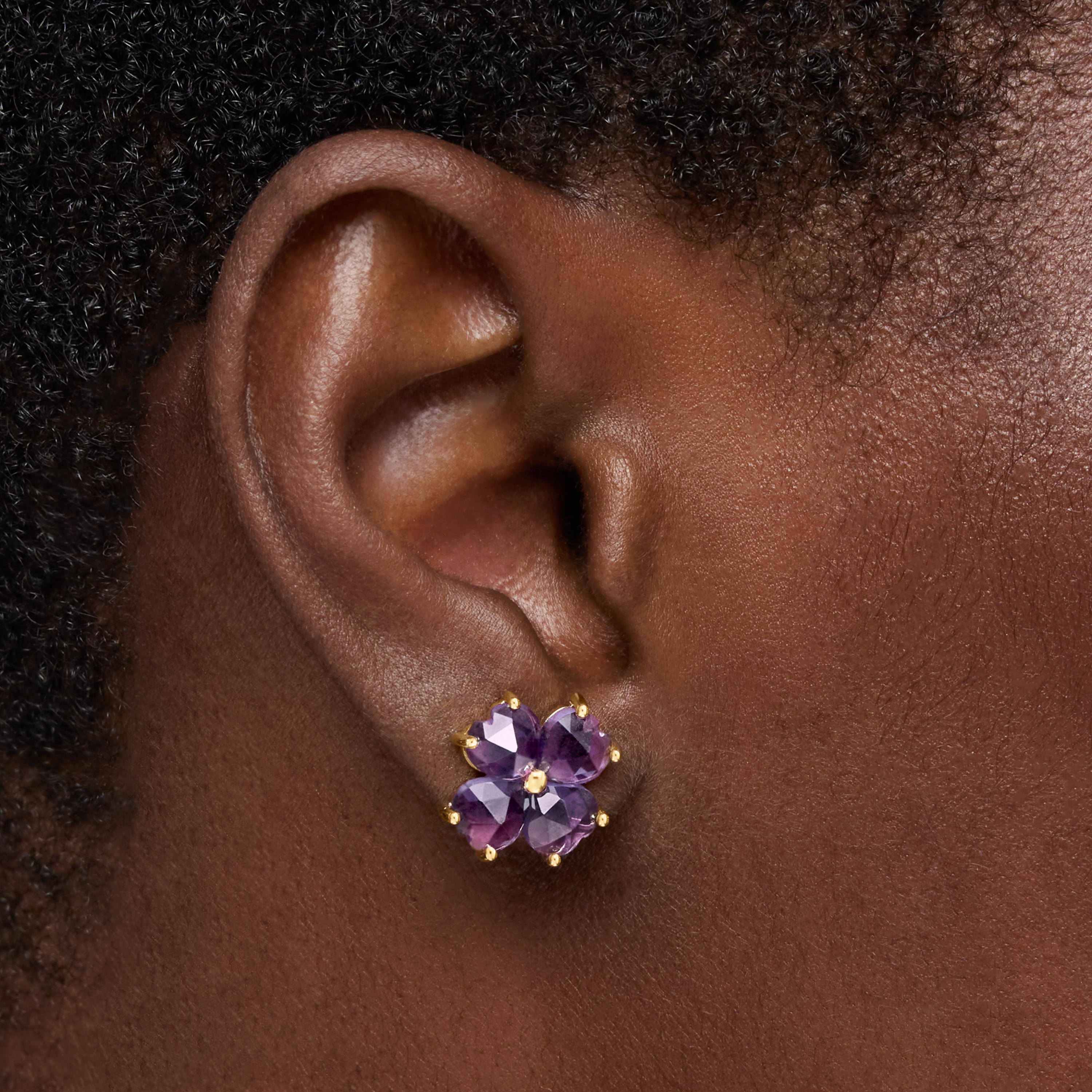18K solid gold Earrings with amethyst Daisy