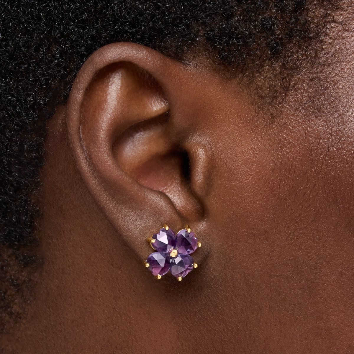Pendientes de oro y amatista Daisy