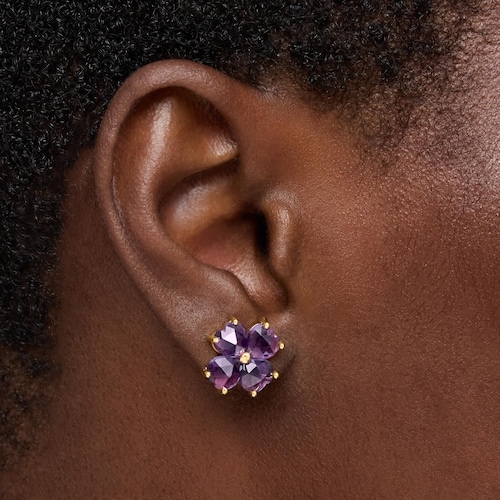 Gold Earrings with amethyst Daisy
