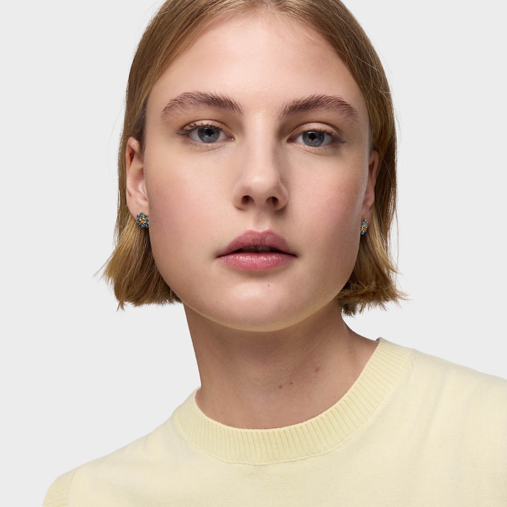 18K solid gold Earrings with gemstones Daisy