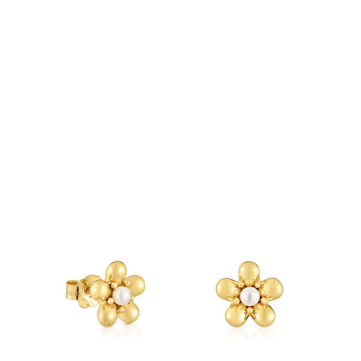 Gold Earrings with 10 mm cultured pearls Daisy