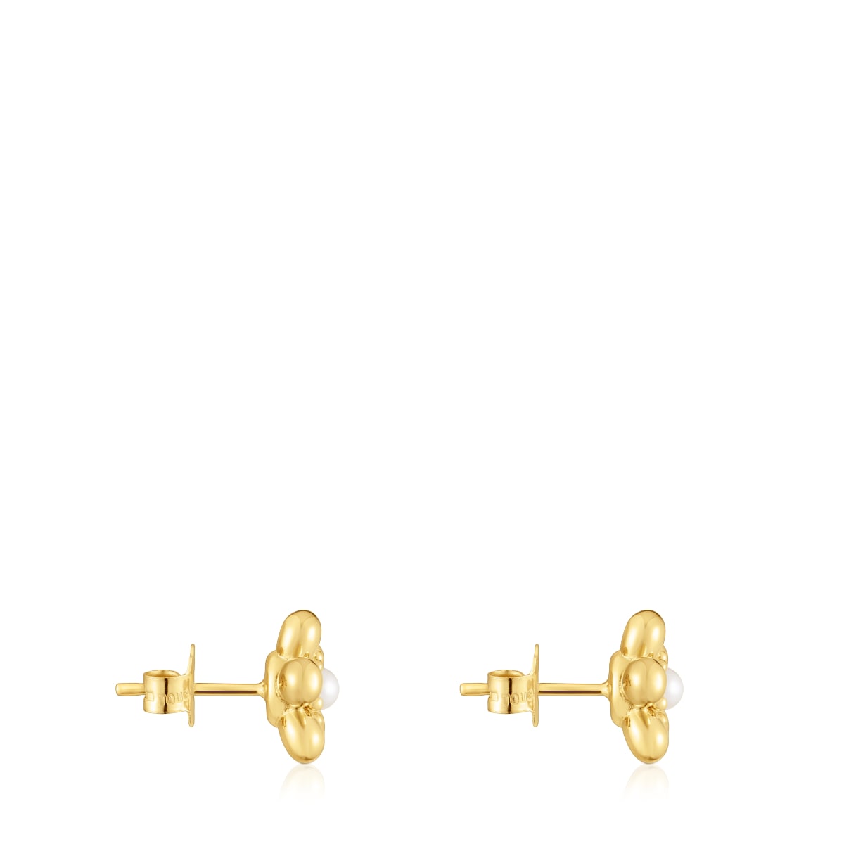 Gold Earrings with 10 mm cultured pearls Daisy