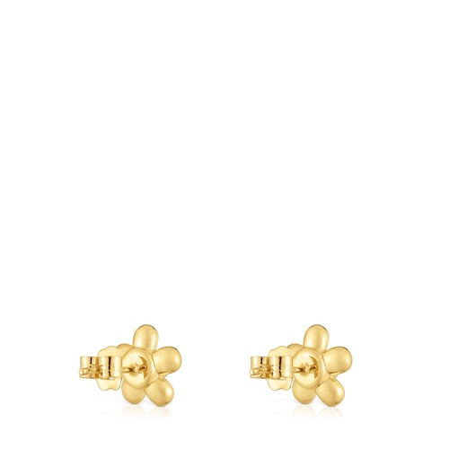 Gold Earrings with 10 mm cultured pearls Daisy