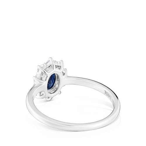 Anel em ouro branco com diamantes e safiras TOUS Sweet Sapphire