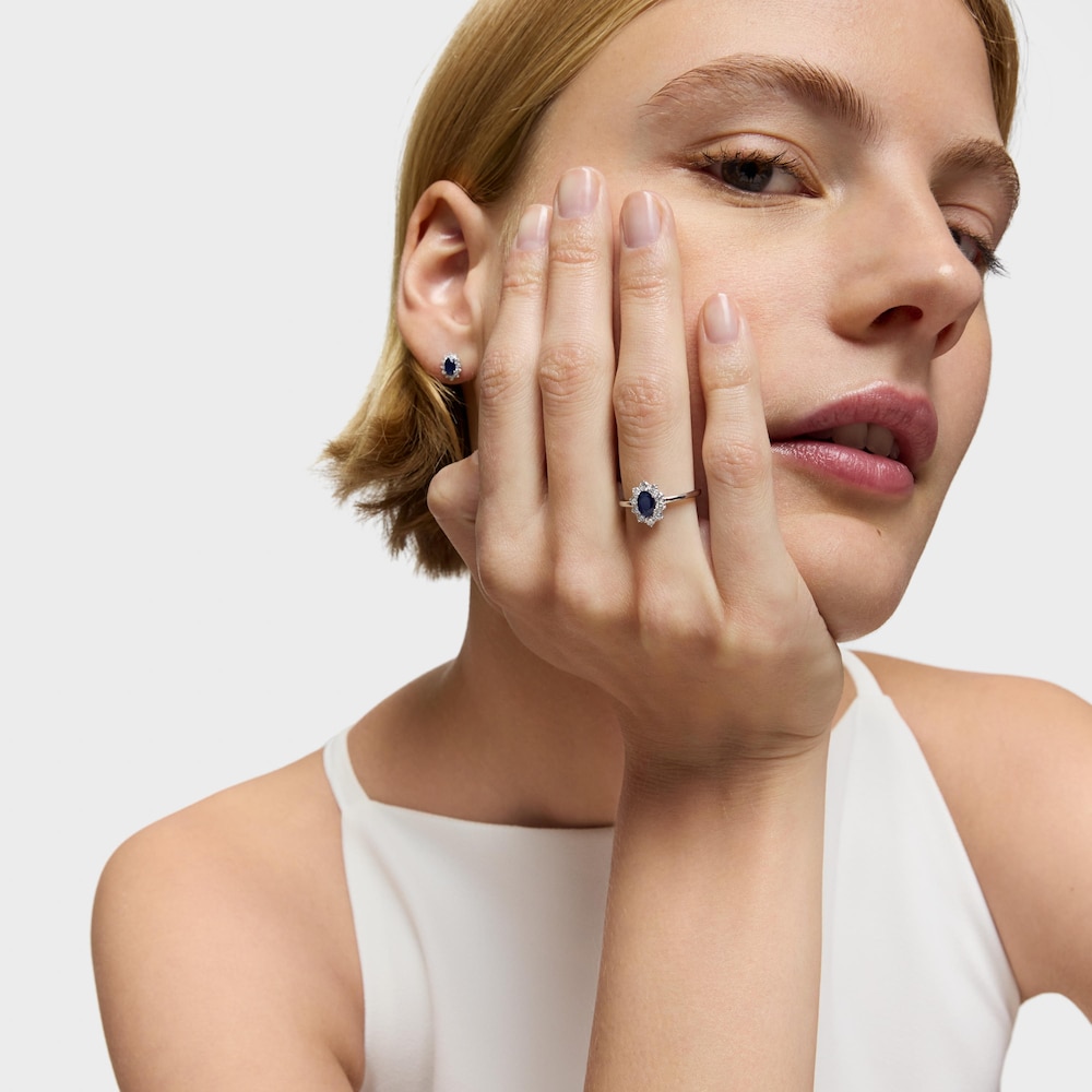 Anillo de oro blanco con diamantes y zafiros TOUS Sweet Sapphire
