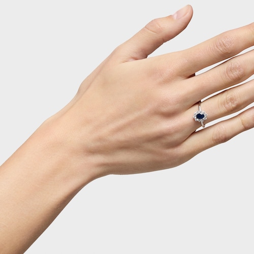 Anel em ouro branco com diamantes e safiras TOUS Sweet Sapphire