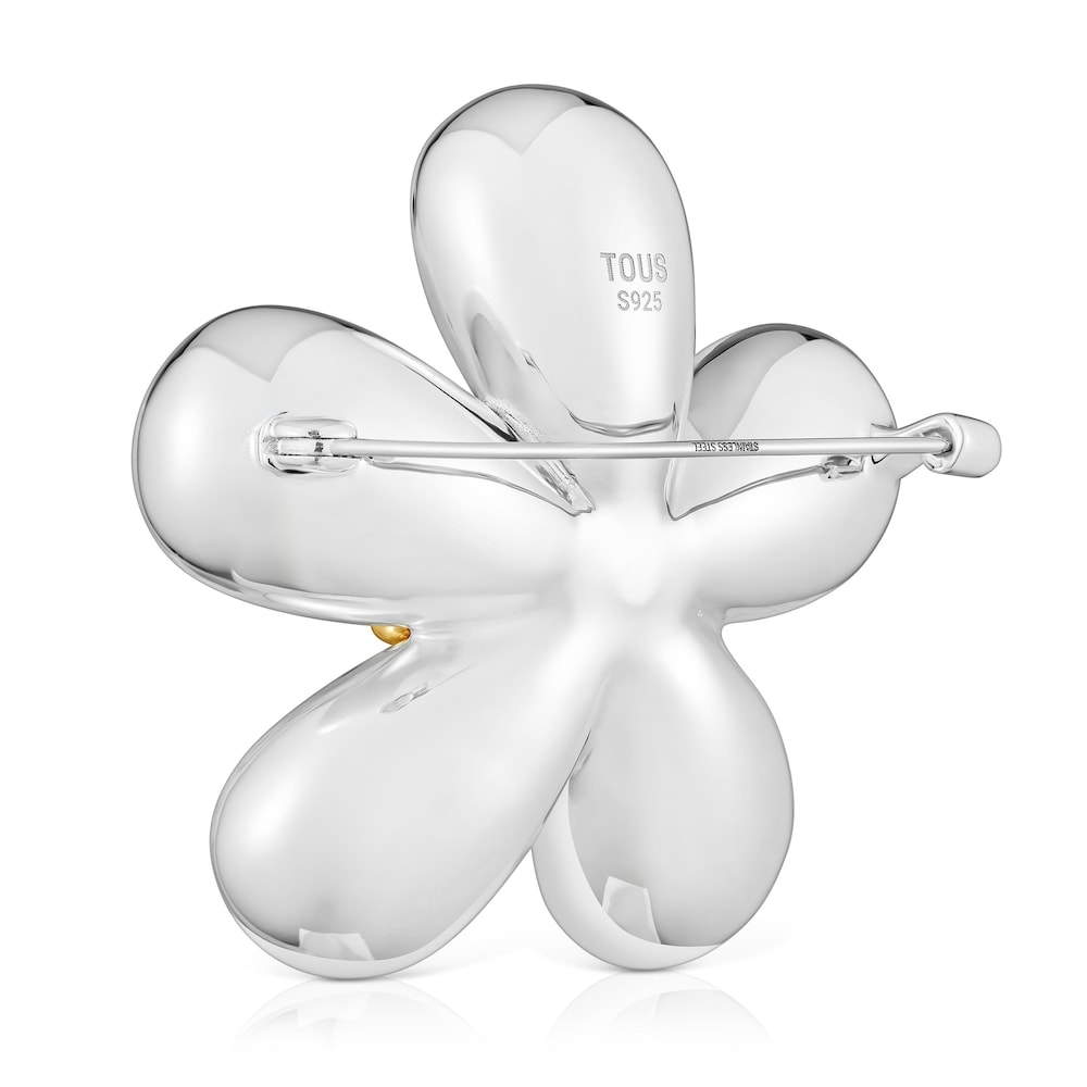 Dwukolorowa Broszka 44 mm z motywem kwiatu i perłą hodowlaną Daisy