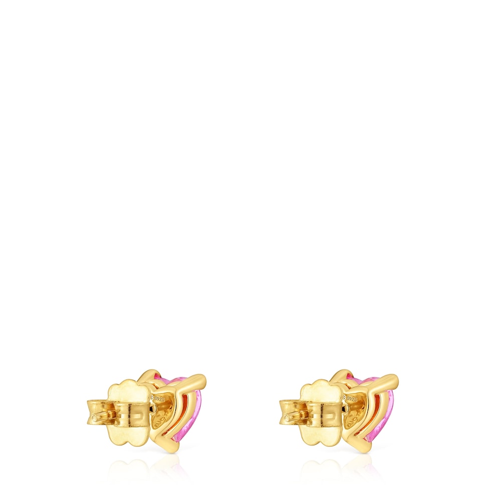 18kt gold plating over silver Earrings with lab-grown sapphire Garden of Love LGG image number 2
