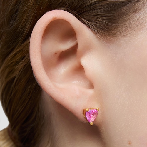 Pendientes con baño de oro 18 kt sobre plata y zafiro creado en laboratorio Garden Of Love LGG