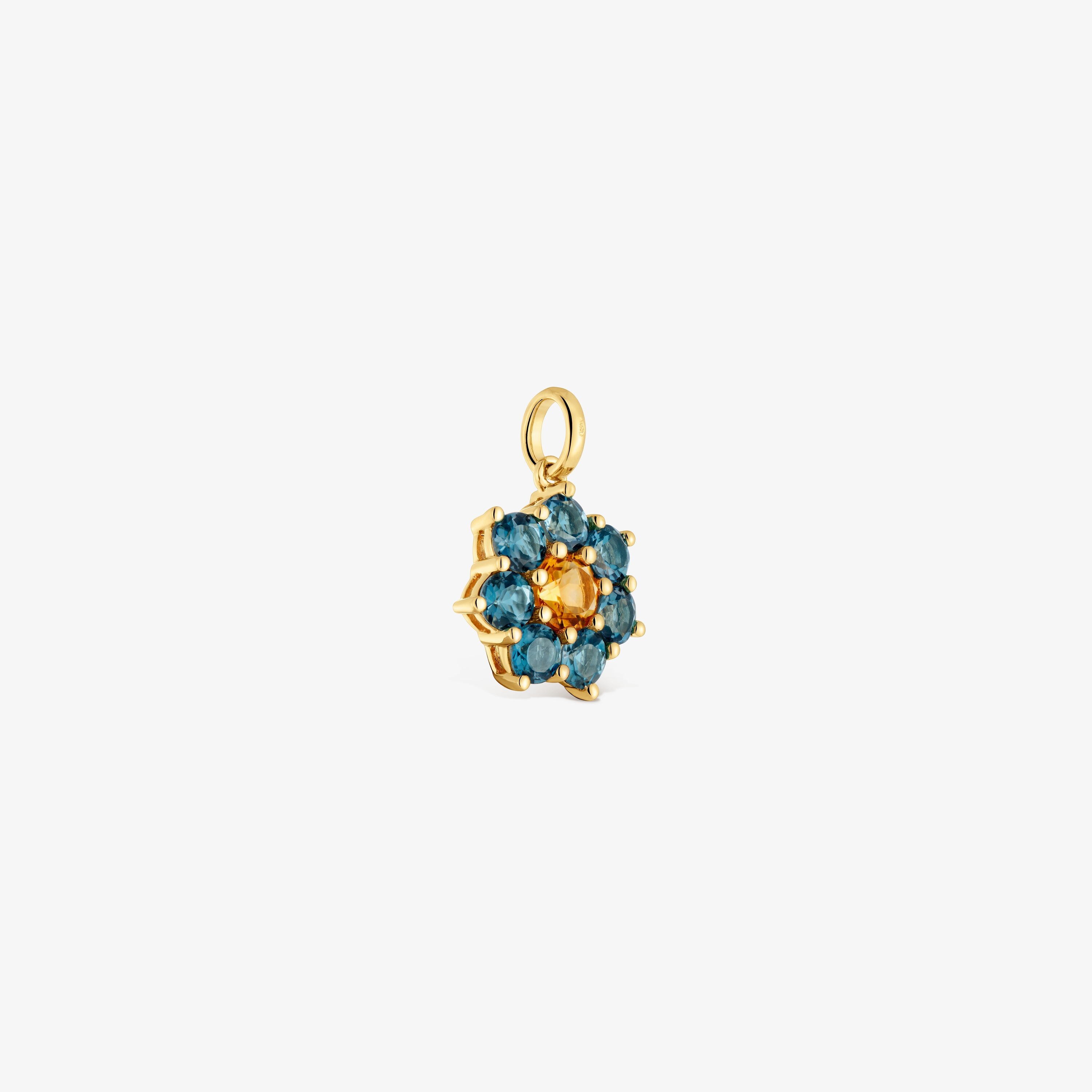 18K solid gold Pendant with gemstones Daisy