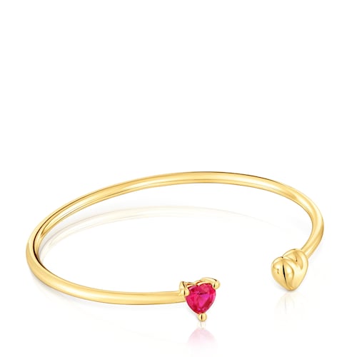 18kt gold plating over silver Bangle with lab-grown ruby Garden of Love LGG