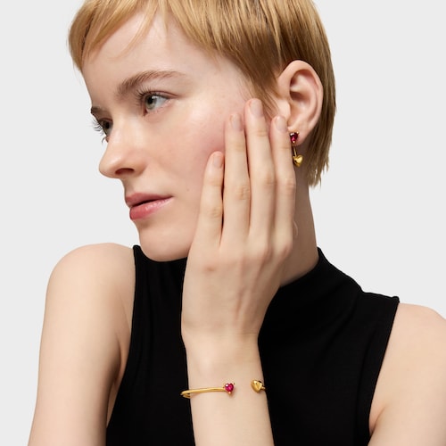 18kt gold plating over silver Bangle with lab-grown ruby Garden of Love LGG