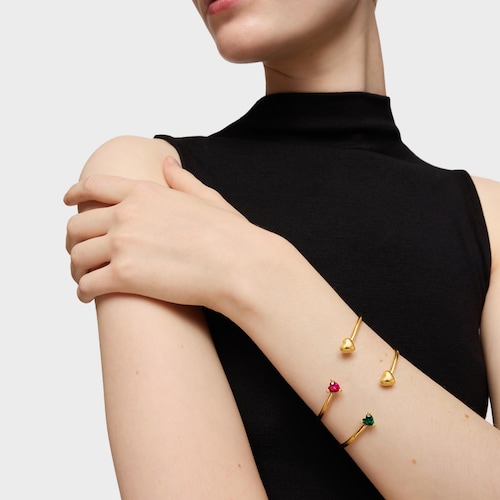 18kt gold plating over silver Bangle with lab-grown ruby Garden of Love LGG
