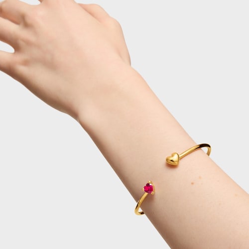 18kt gold plating over silver Bangle with lab-grown ruby Garden of Love LGG
