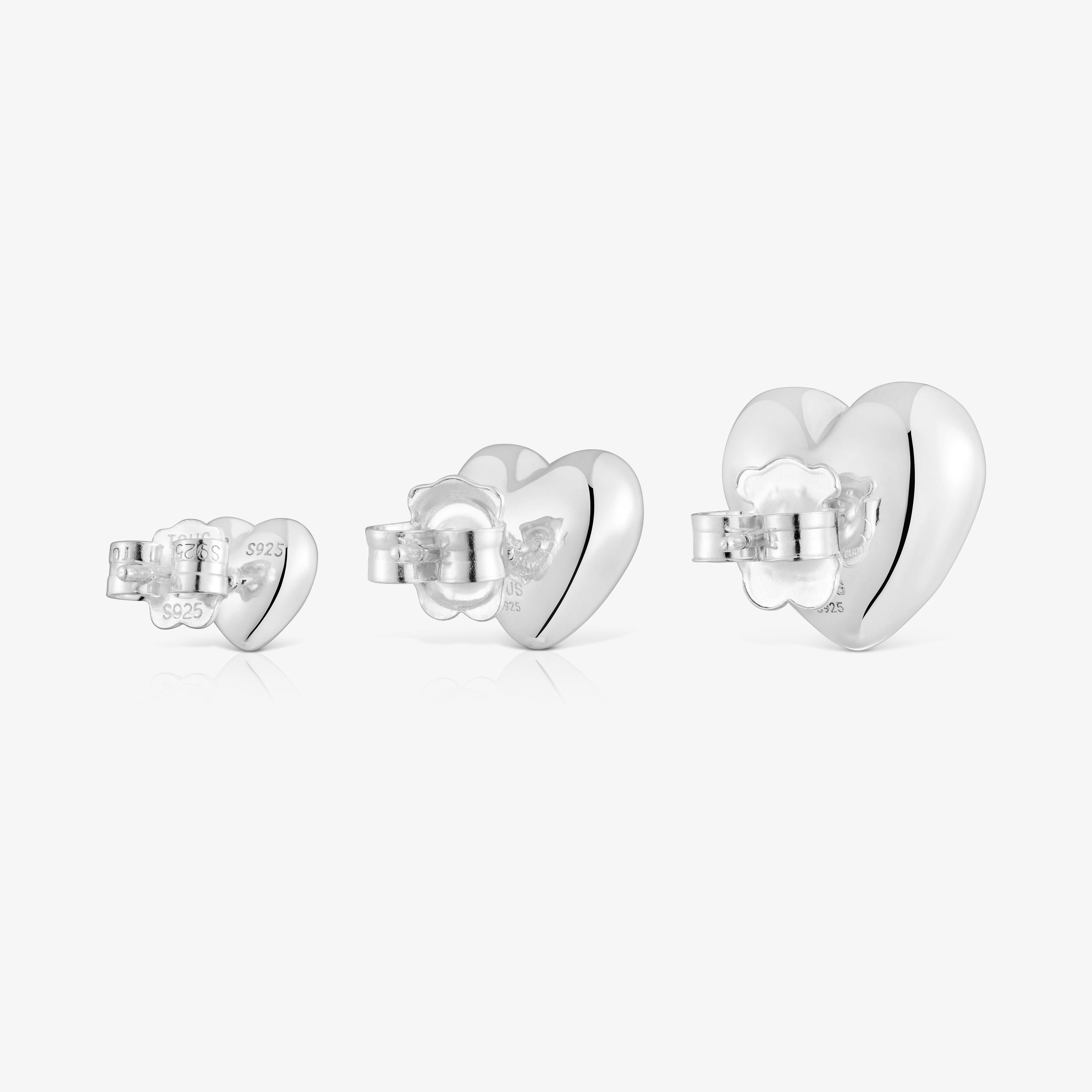 Set of silver heart Earrings Garden of Love