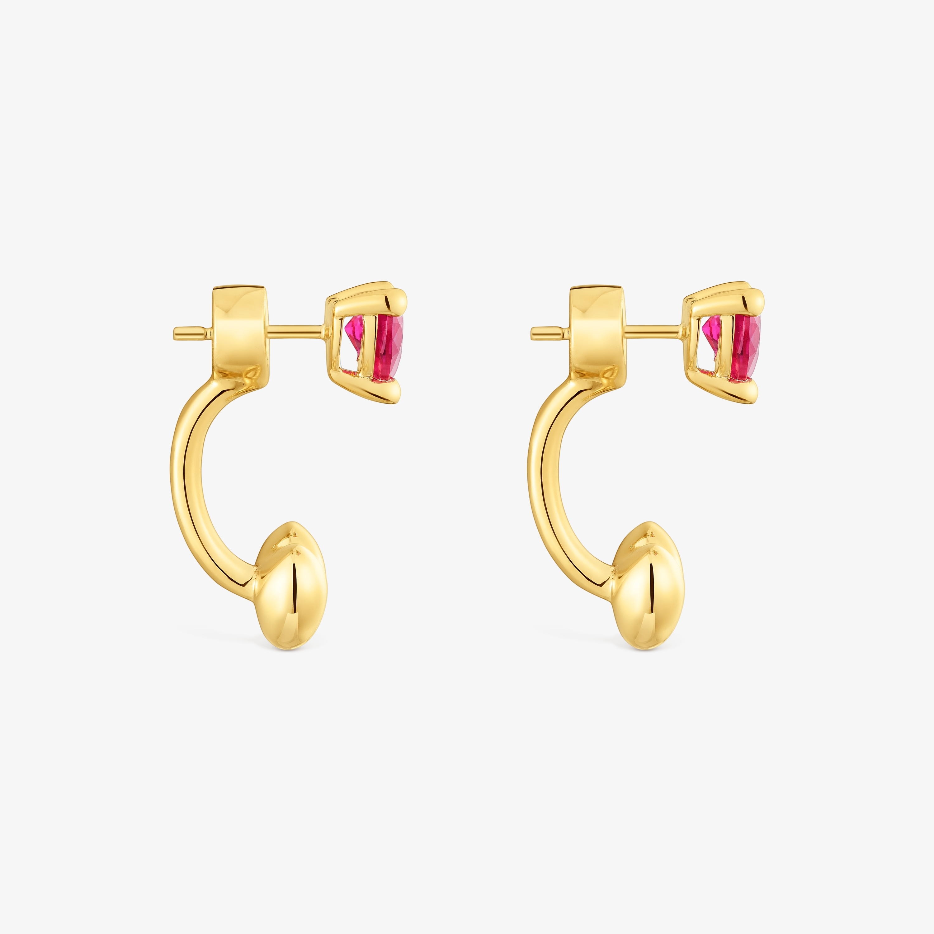 Short 18K gold vermeil Earrings with lab-grown ruby Garden of Love LGG