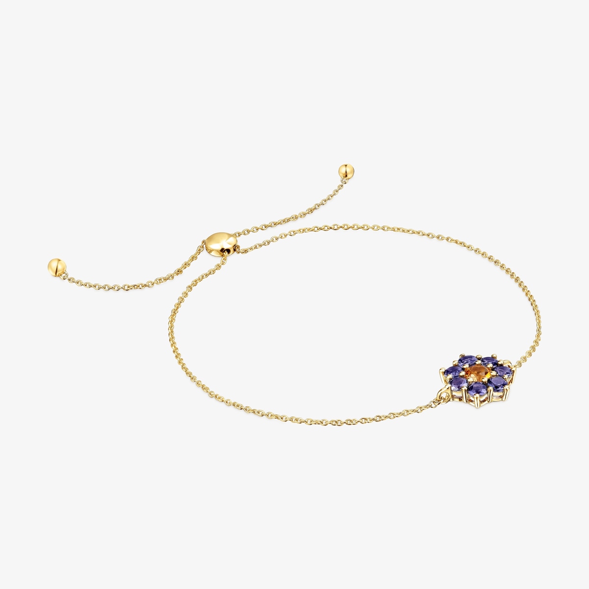 Pulsera Cadena De Oro Y Gemas Daisy