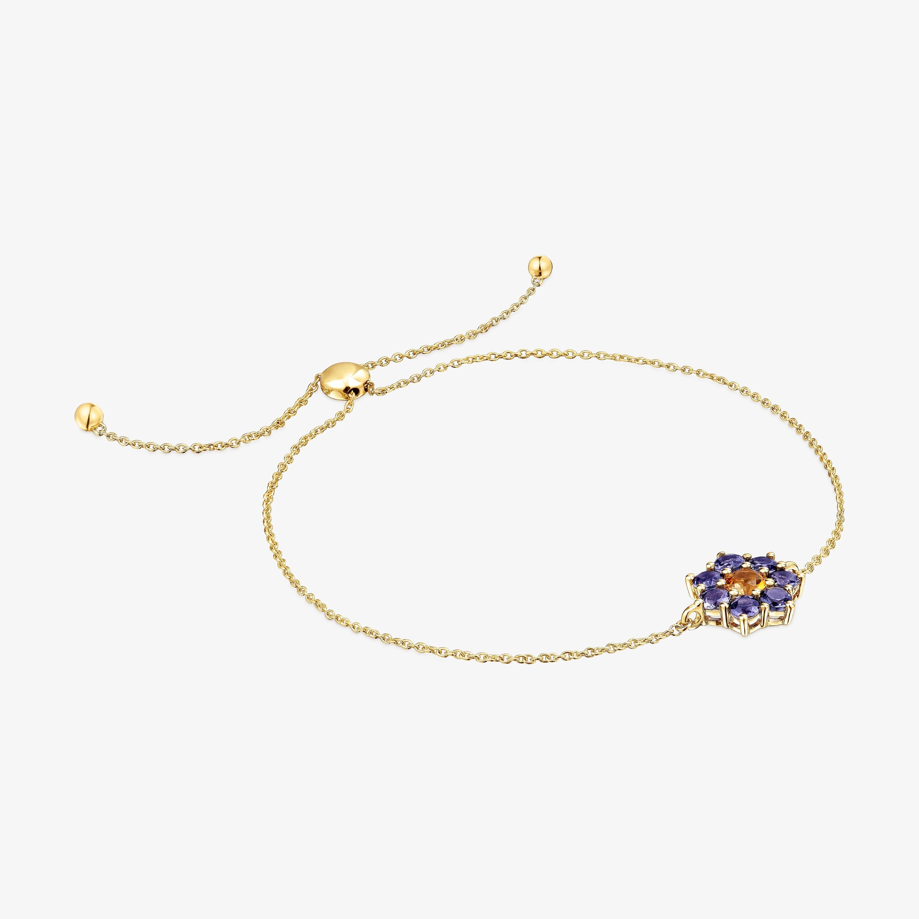 18K solid gold Chain bracelet with gemstones Daisy