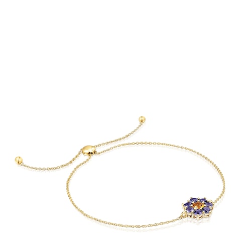 Pulsera cadena de oro y gemas Daisy