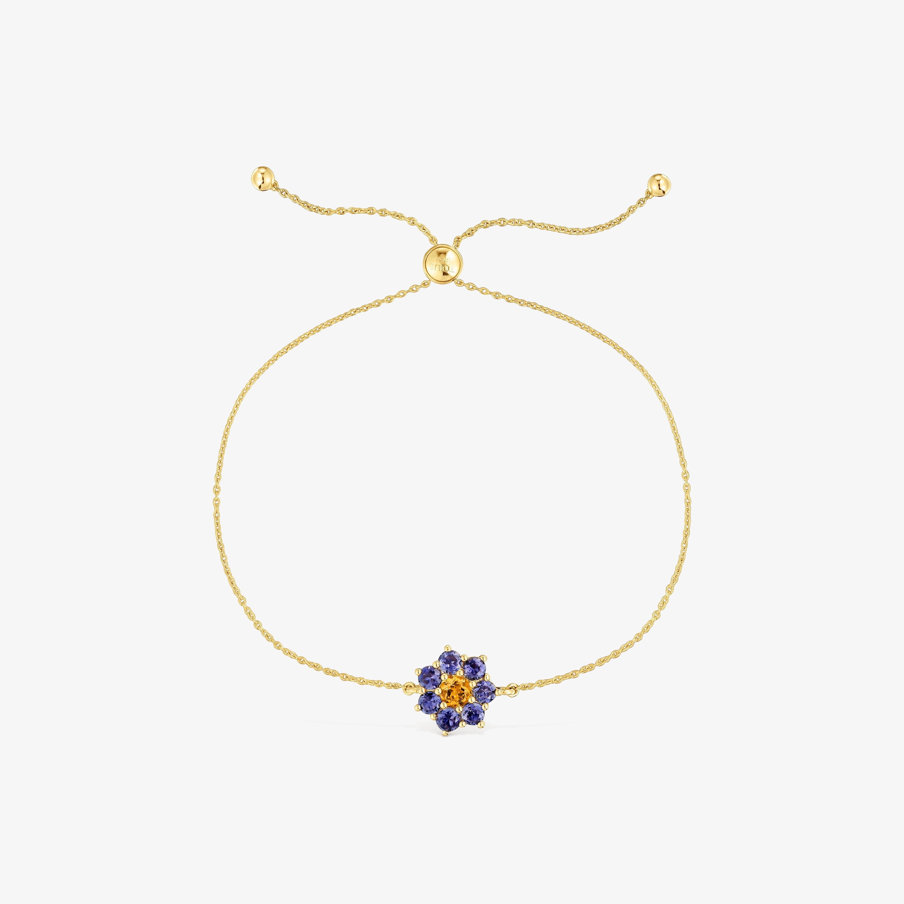 18K solid gold Chain bracelet with gemstones Daisy