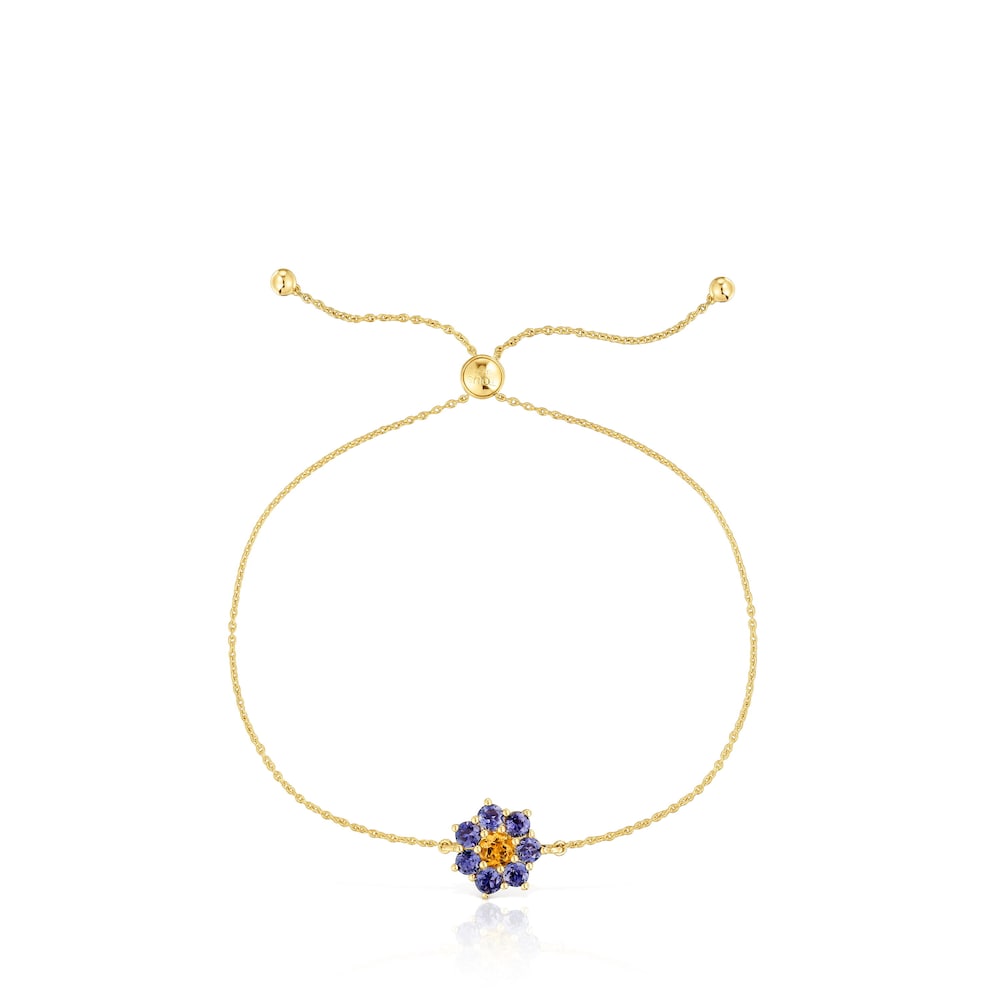 Pulsera cadena de oro y gemas Daisy Pulsera cadena de oro y gemas Daisy