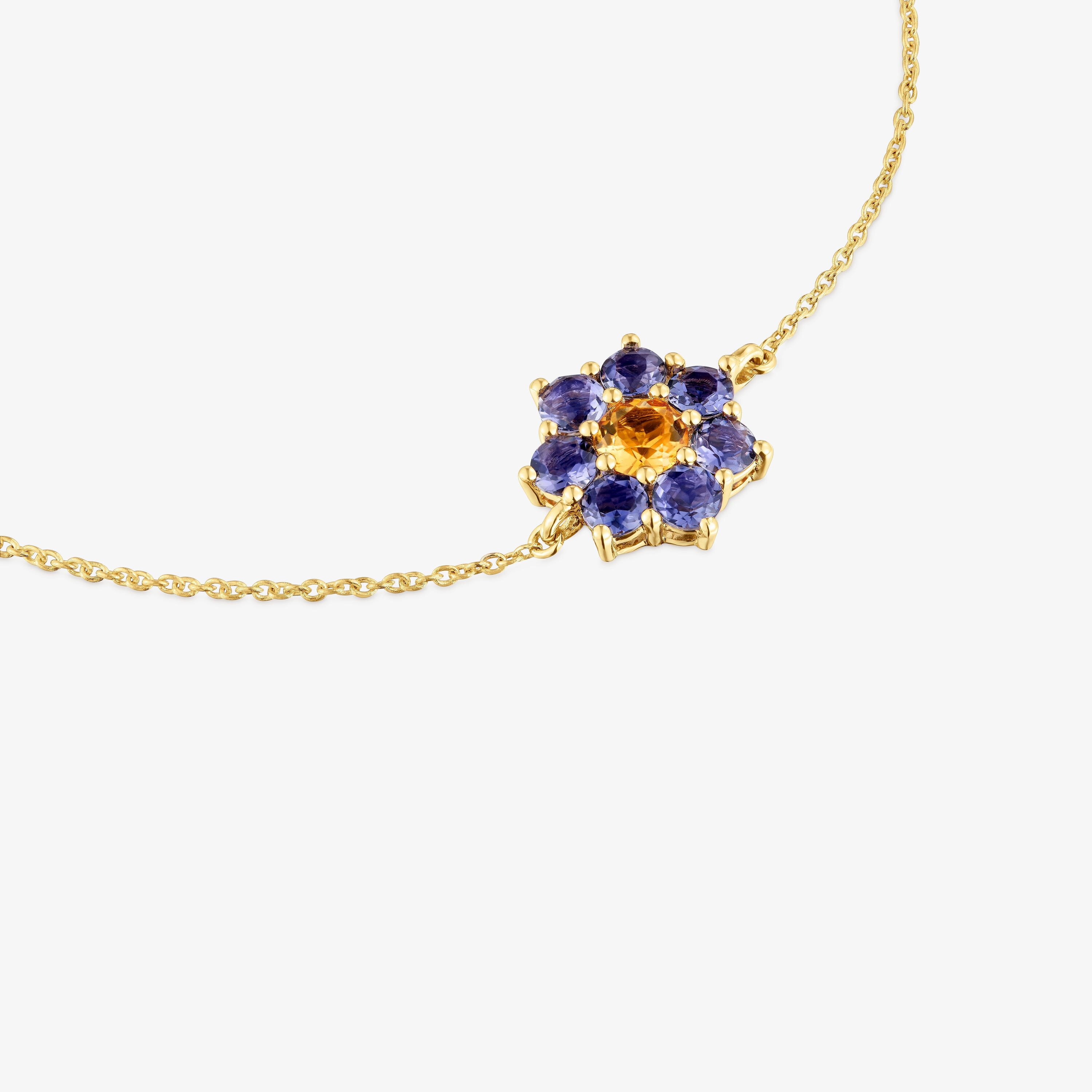 18K solid gold Chain bracelet with gemstones Daisy